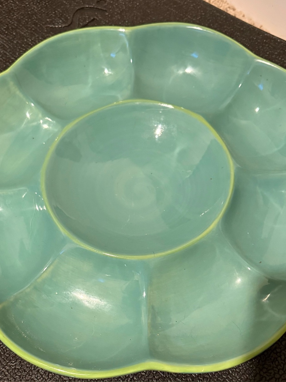 Southern Livjng at Home Gail Pittman Provence chip dip platter green blue